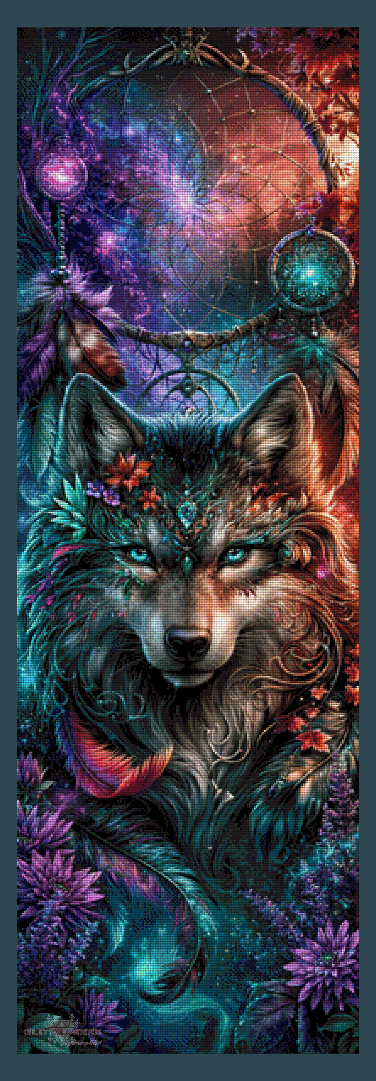 Träumender Wolf by Sweet_Loco_AI 50x150cm 140 Farben