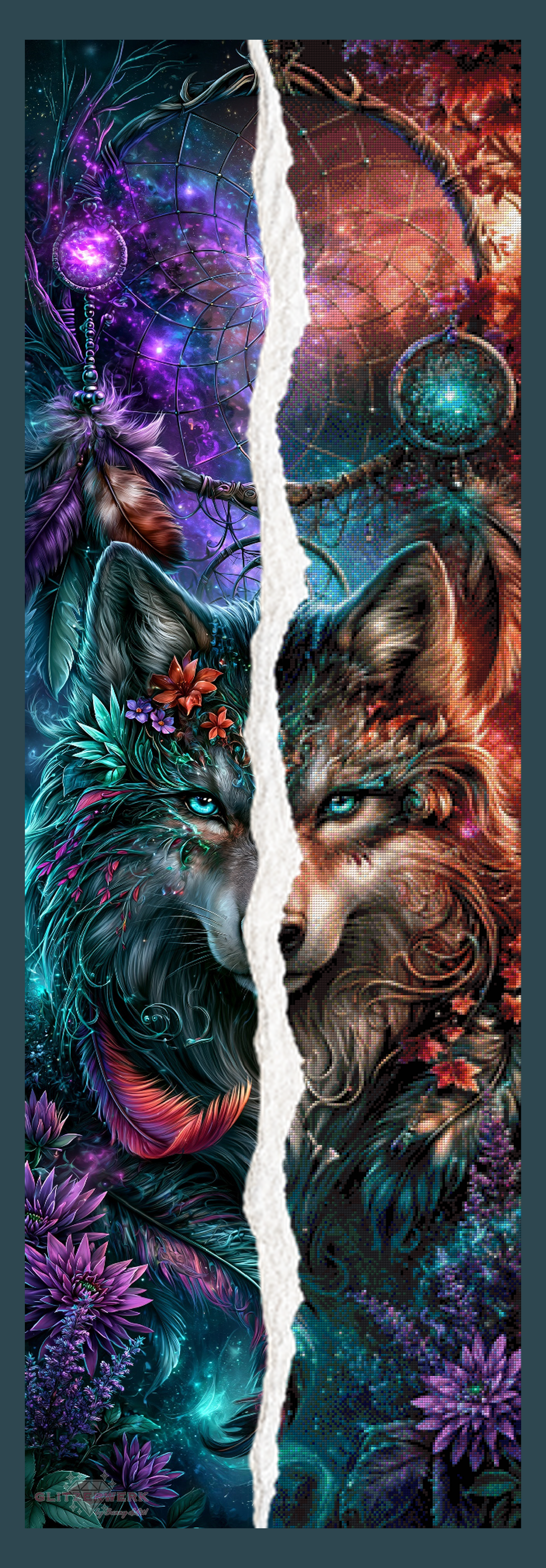 Träumender Wolf by Sweet_Loco_AI 50x150cm 140 Farben