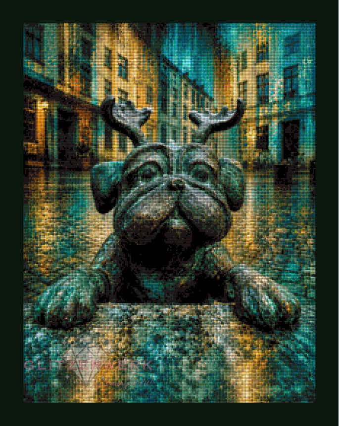 Waldmops in der großen Stadt by CaroFelicia 50x65cm 100 Farben mit 5x Sondersteinen