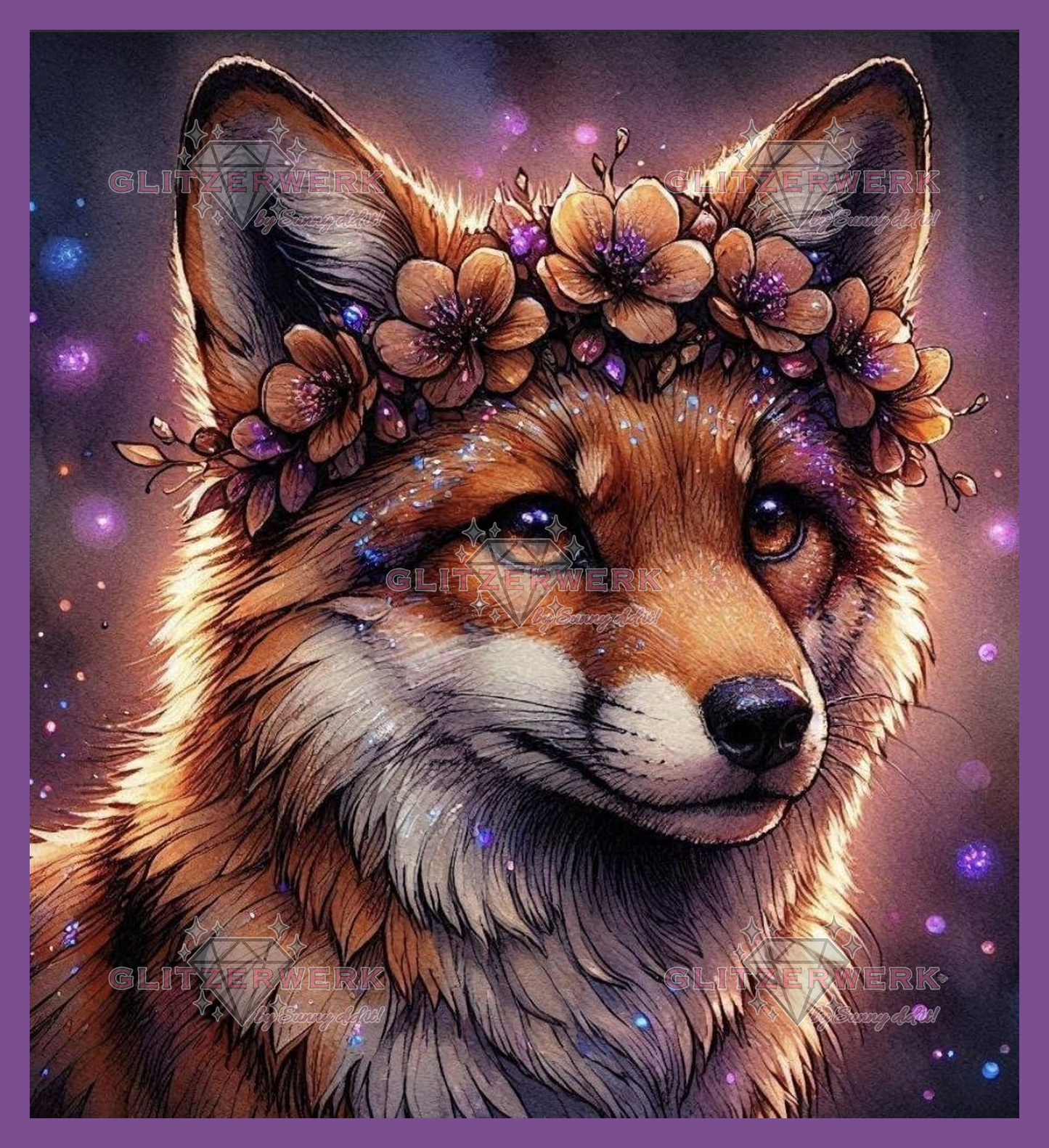 Blossom Fox by AI Design by JB 50x55cm 100 Farben
