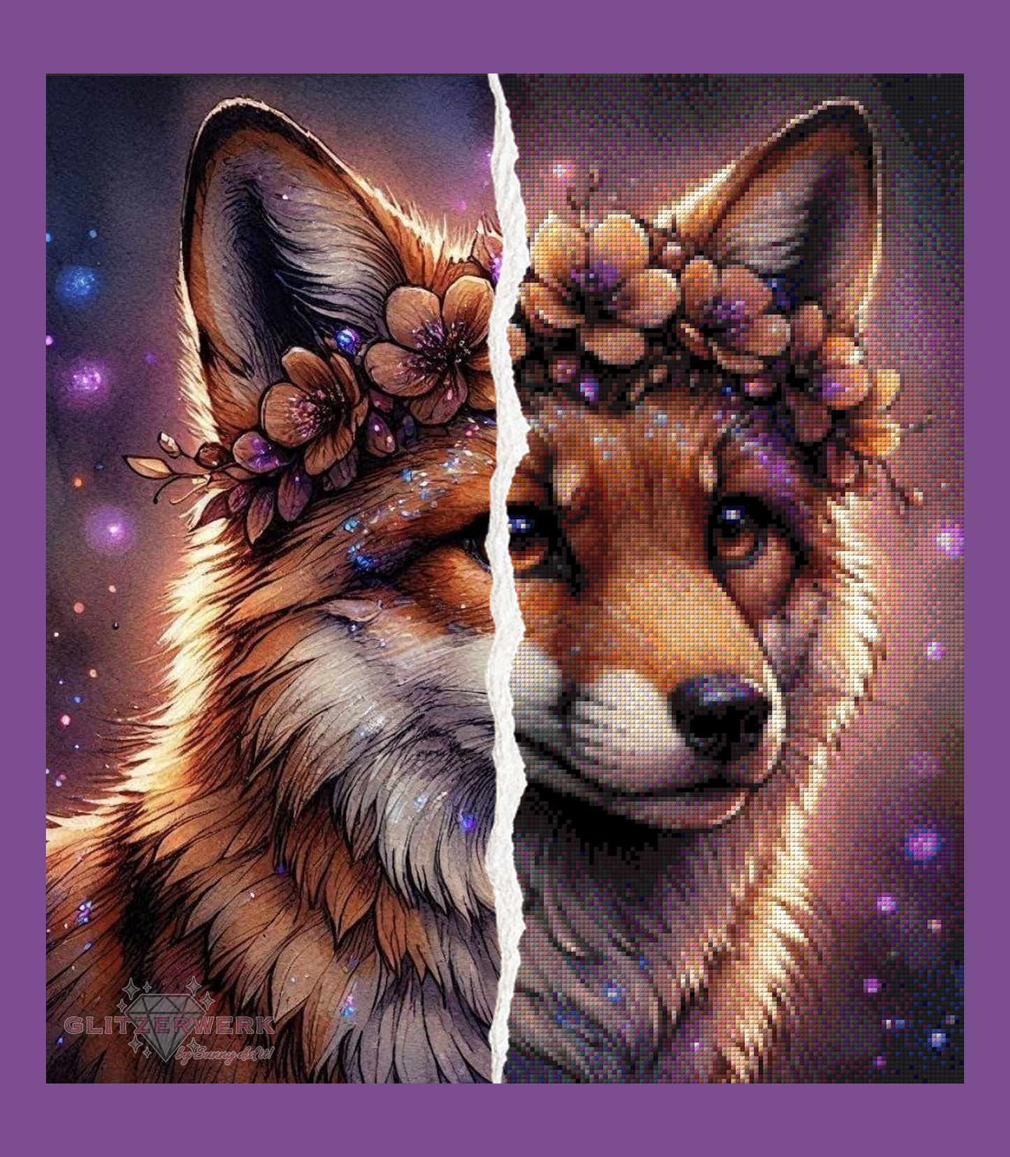 Blossom Fox by AI Design by JB 50x55cm 100 Farben