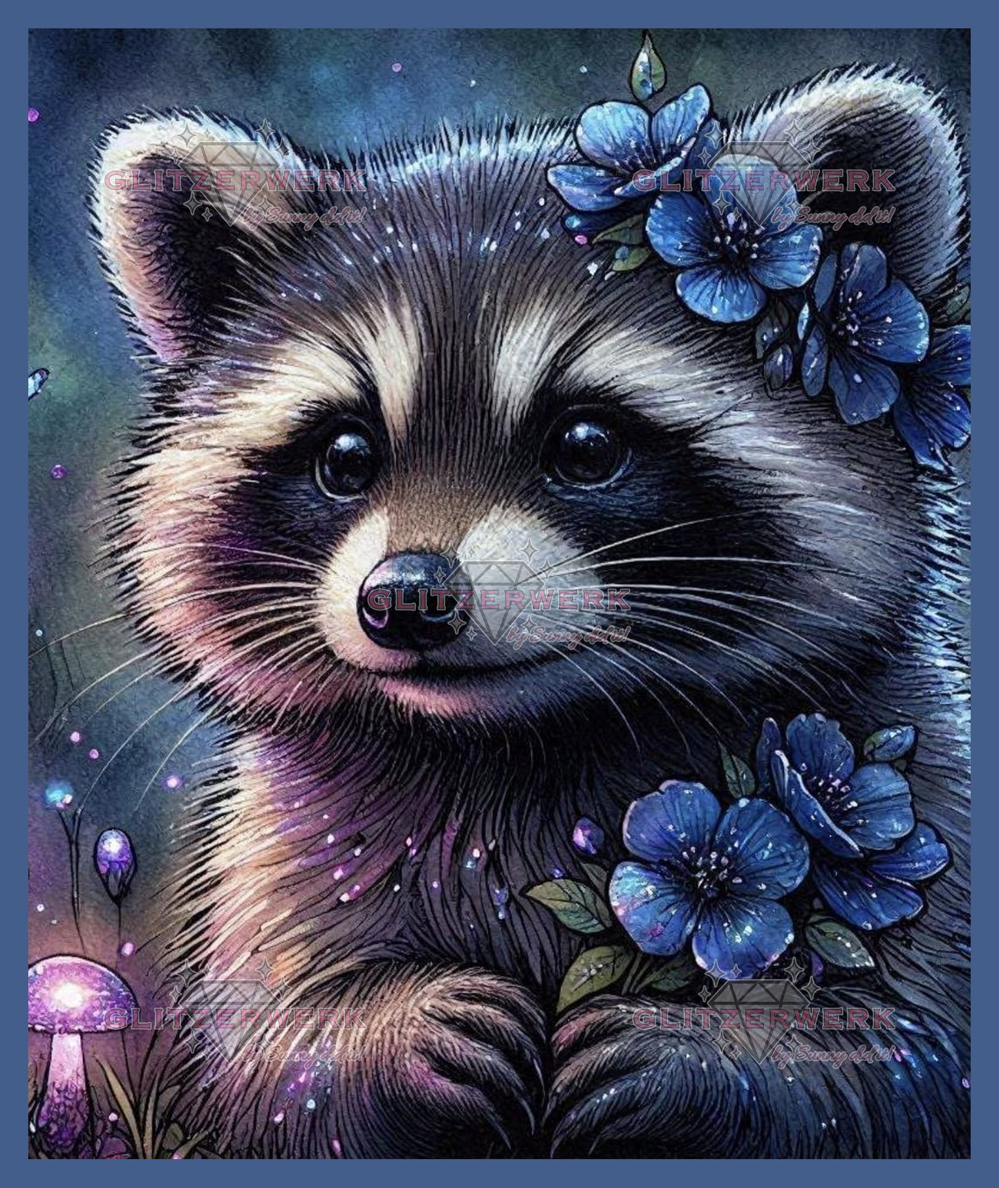 Moonlit Raccoon by AI Design by JB 50x60cm 110 Farben