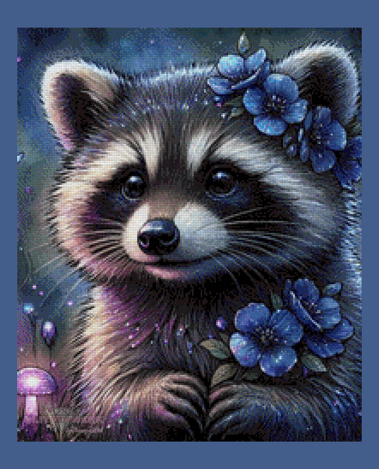 Moonlit Raccoon by AI Design by JB 50x60cm 110 Farben