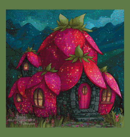 Strawberry Cottage by Shiny Unicorn Ai 50x50cm 85 Farben