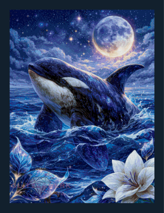 Orca im Mondschein by Funkelreich 60x80cm 95 Farben