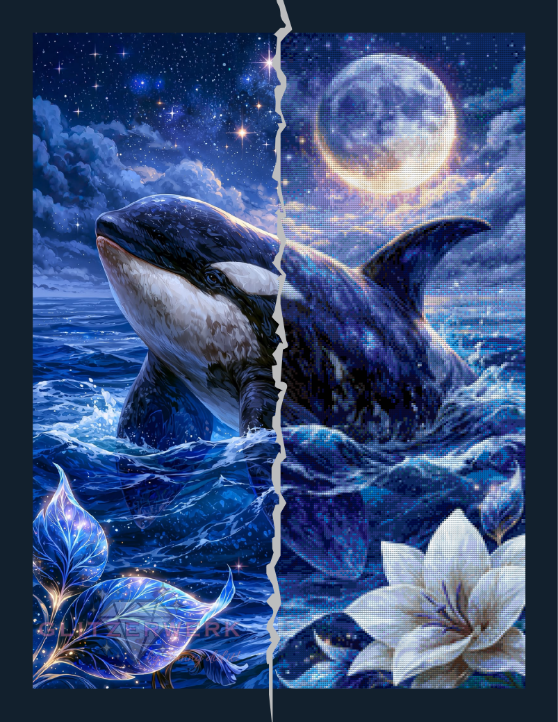 Orca im Mondschein by Funkelreich 60x80cm 95 Farben