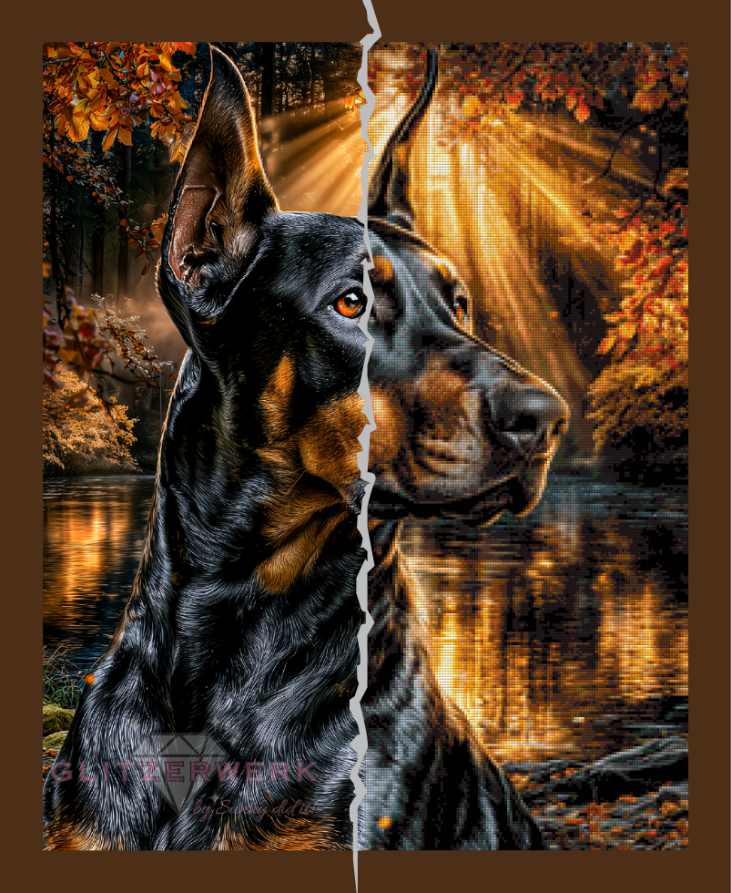 Dobermann by Funkelreich 60x75cm 95 Farben