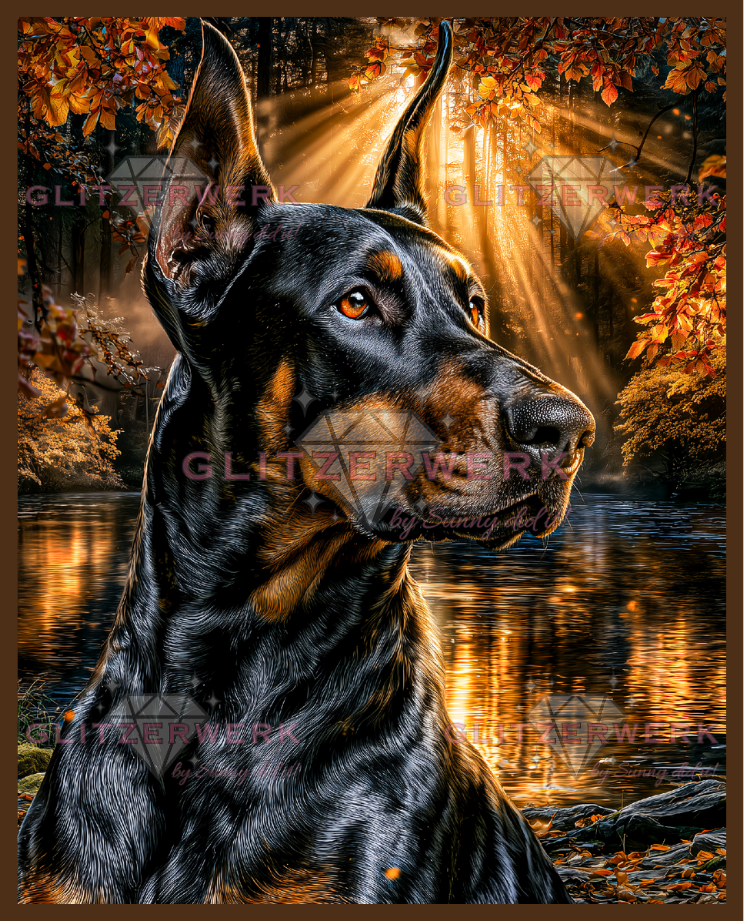 Dobermann by Funkelreich 60x75cm 95 Farben