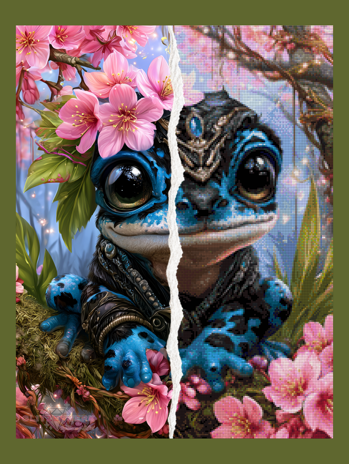 Cherry Blossom Frog by Funkelreich 50x65cm 110 Farben