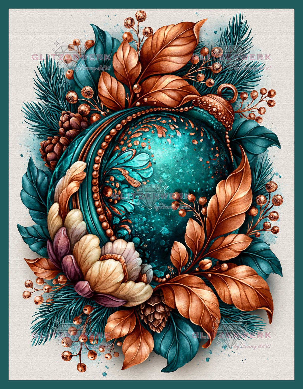Weihnachtsornamente by Funkelreich 50x65cm 110 Farben