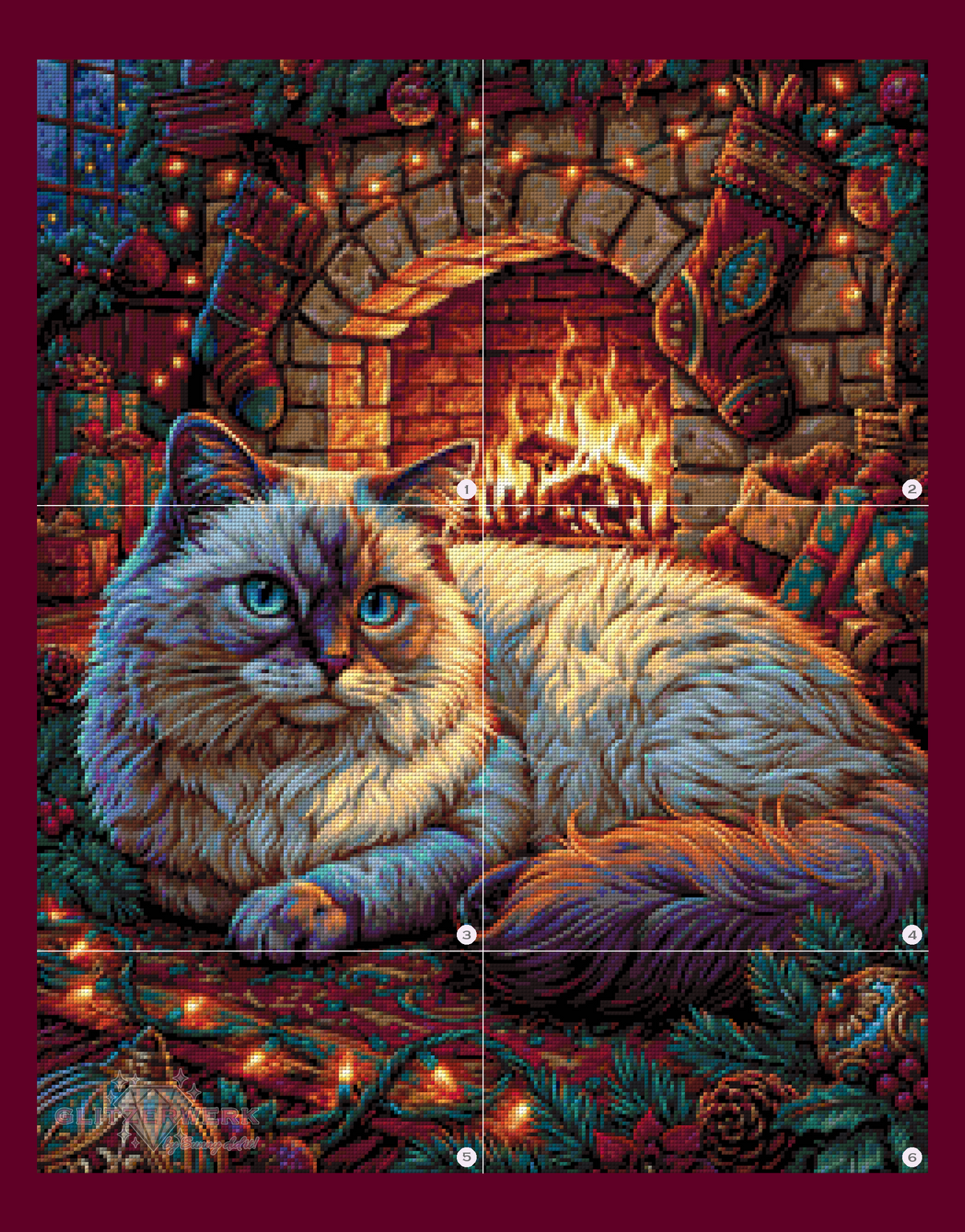 Samtpfote am Kamin by Funkelreich 60x75cm 115 Farben