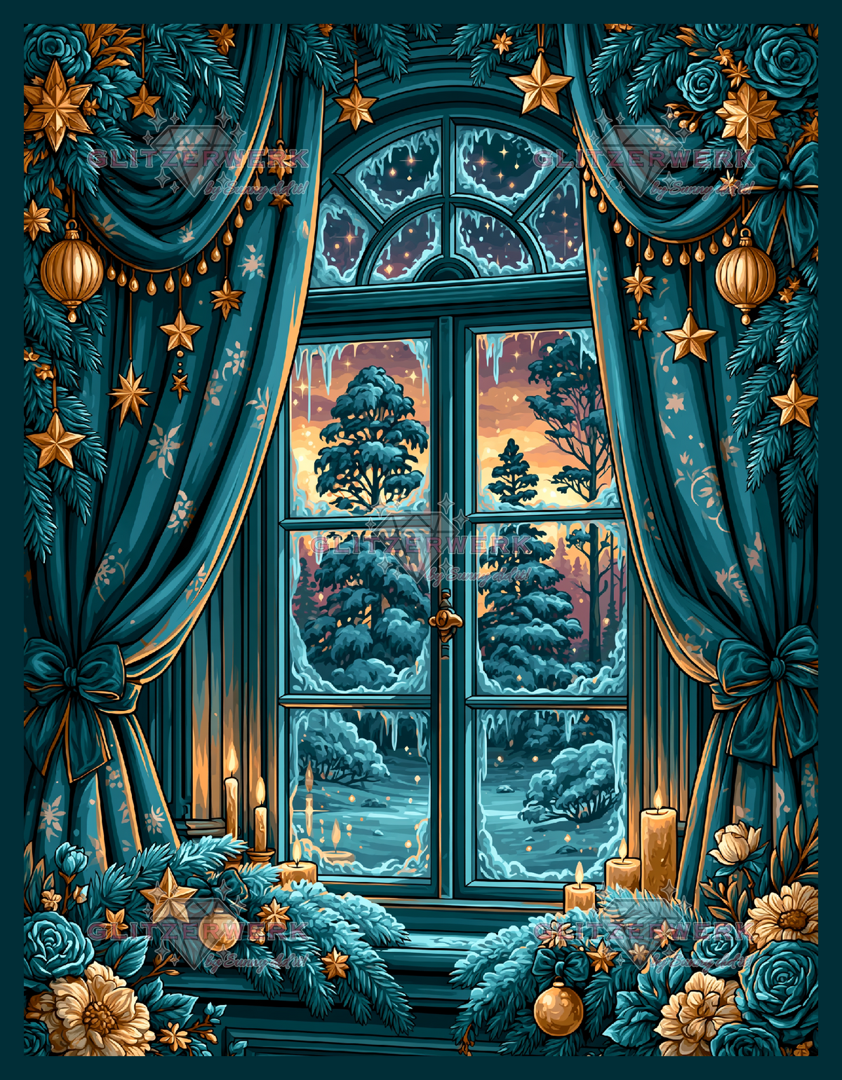 Winterfenster by Funkelreich 50x65cm 110 Farben