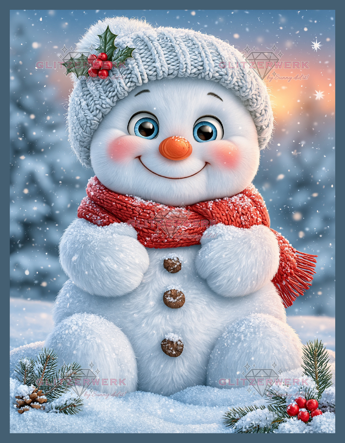 Snowman by Sweet_Loco_AI 50x65cm 100 Farben