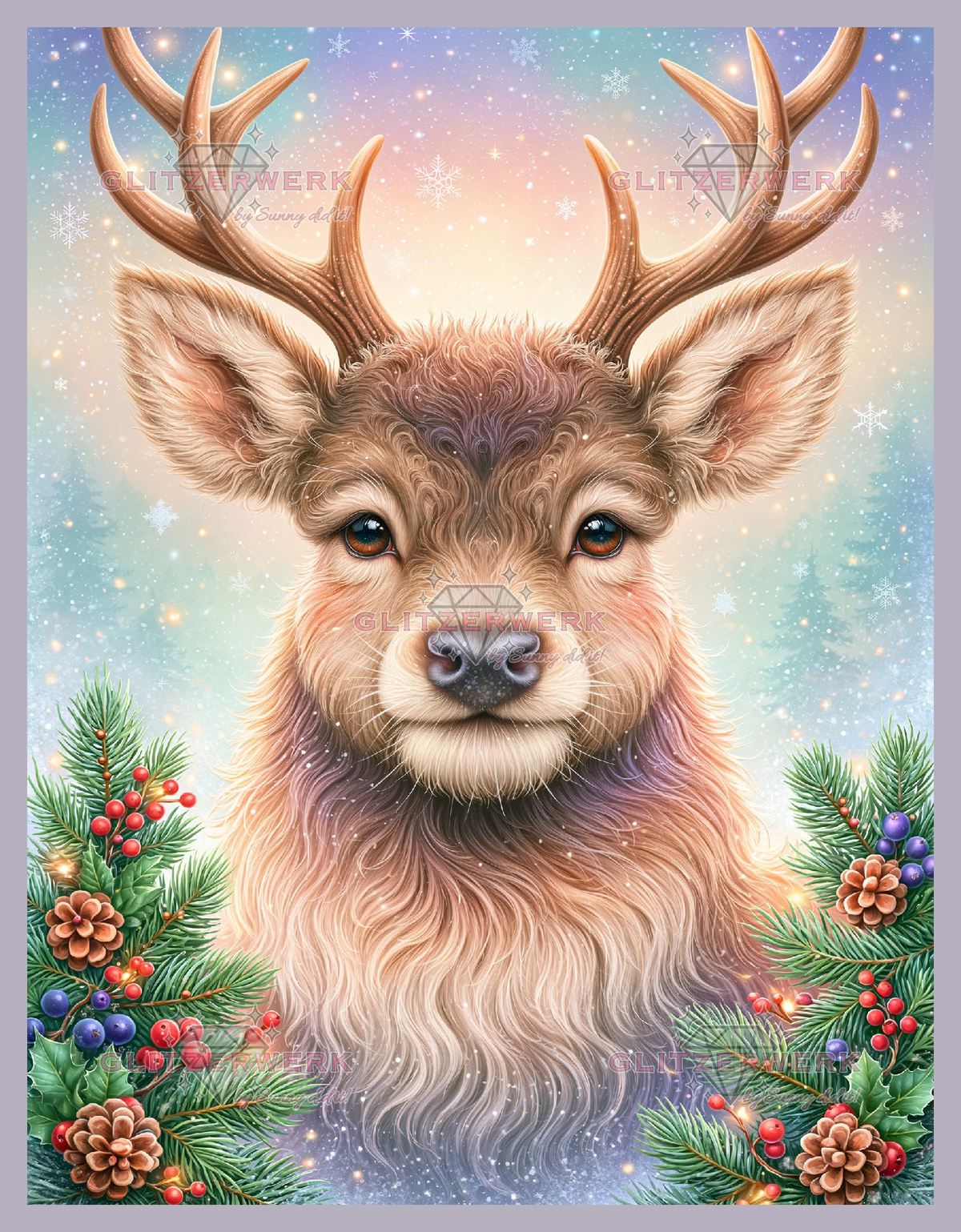 Hirsch im Schnee by Sweet_Loco_AI 50x65cm 105 Farben