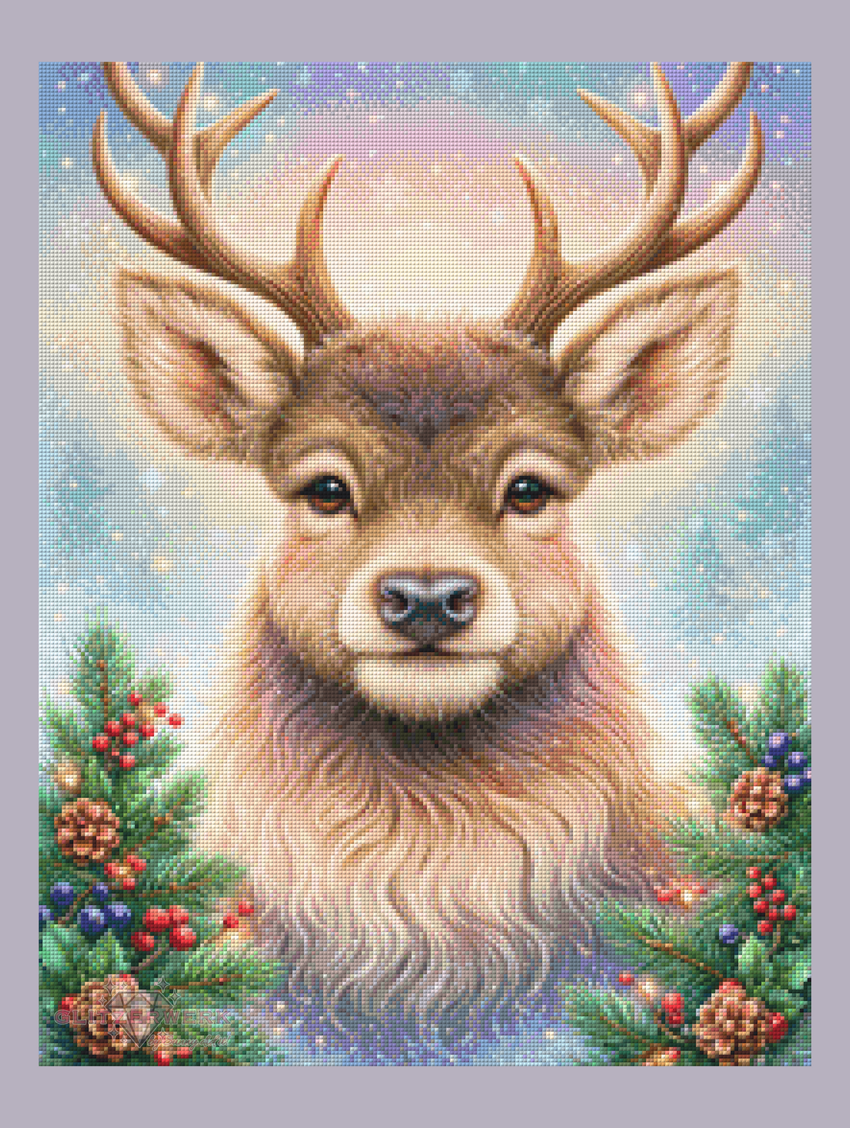Hirsch im Schnee by Sweet_Loco_AI 50x65cm 105 Farben