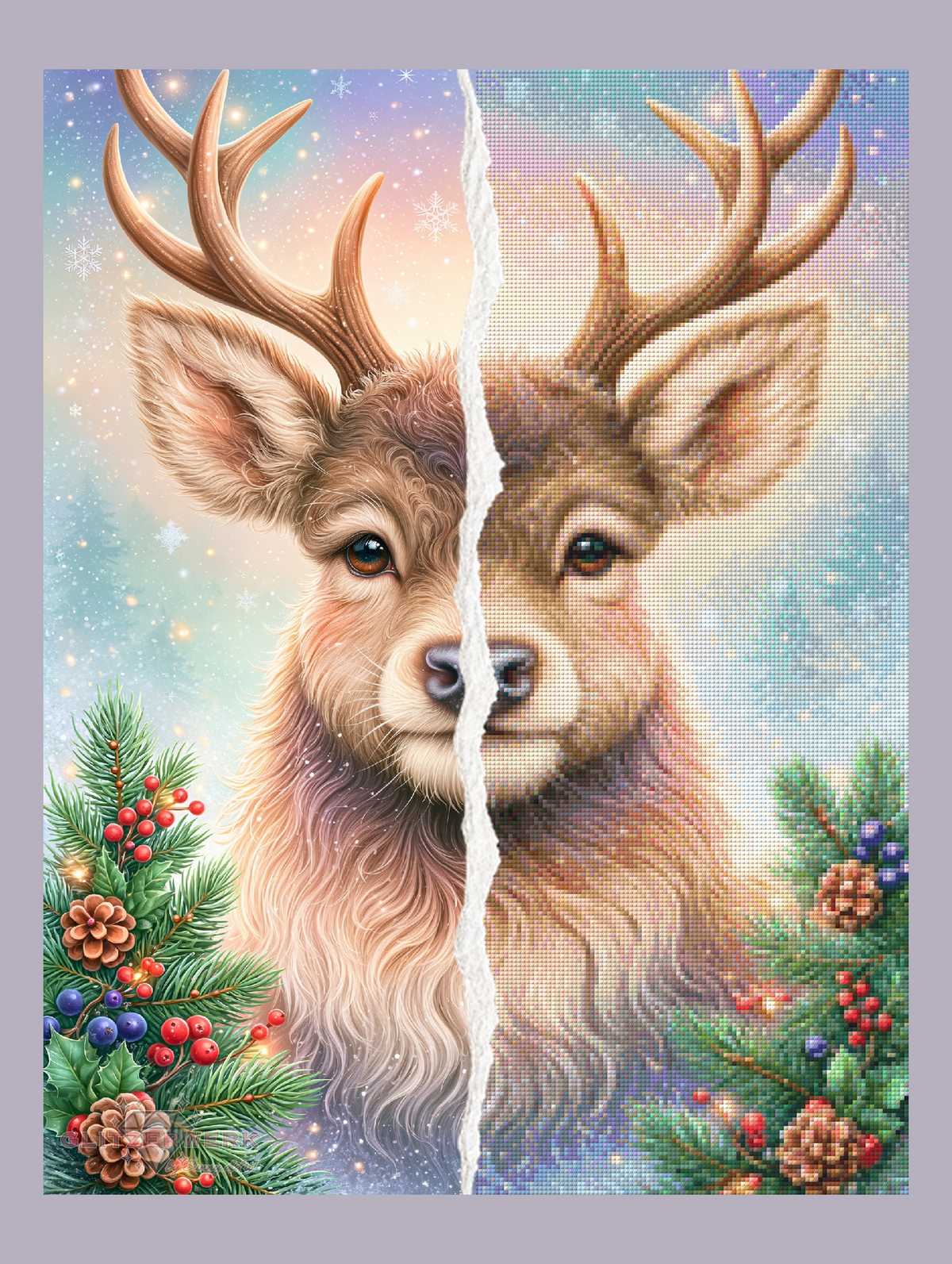 Hirsch im Schnee by Sweet_Loco_AI 50x65cm 105 Farben