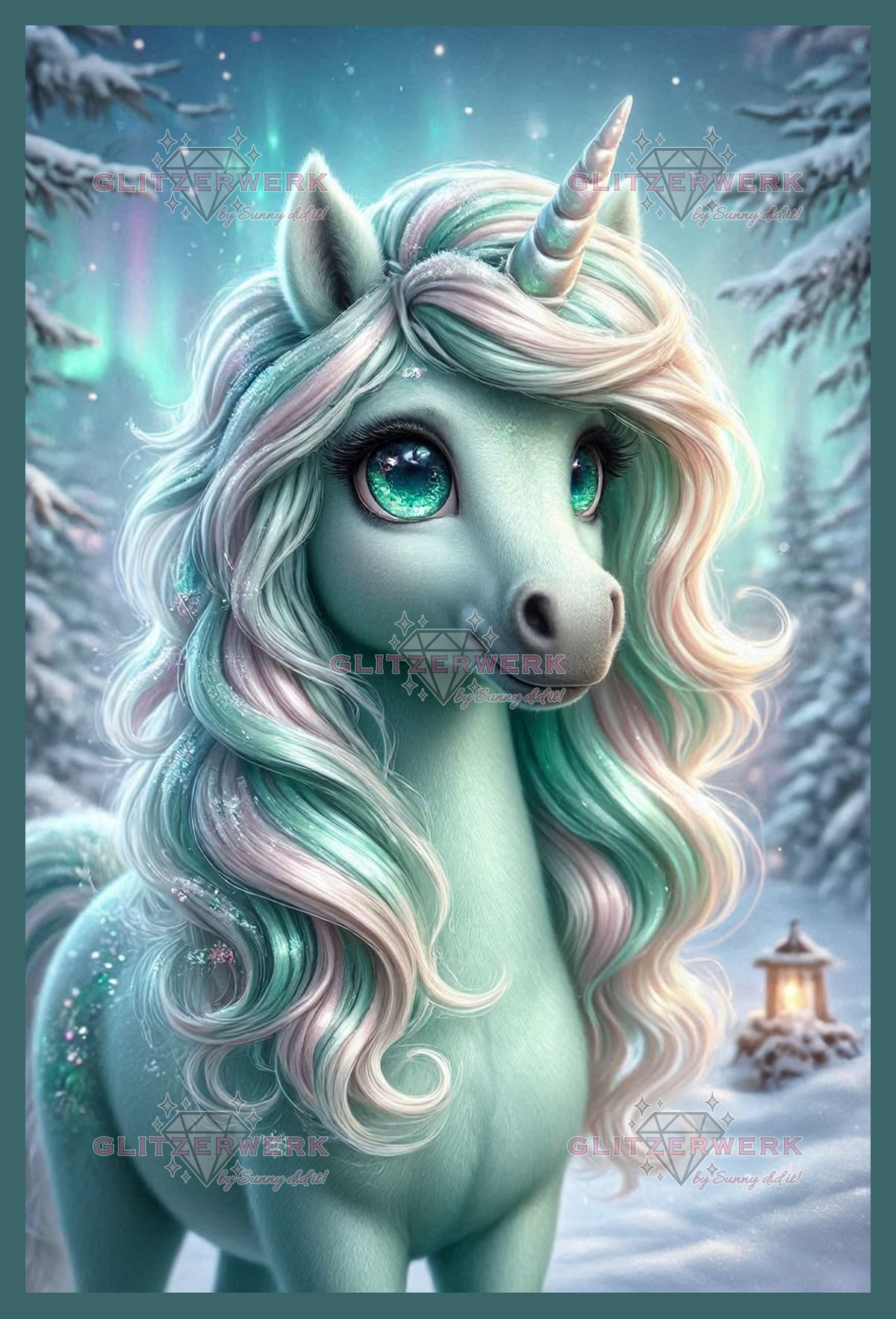 Green Unicorn by Teddy's Kreativchaos 50x75cm 95 Farben