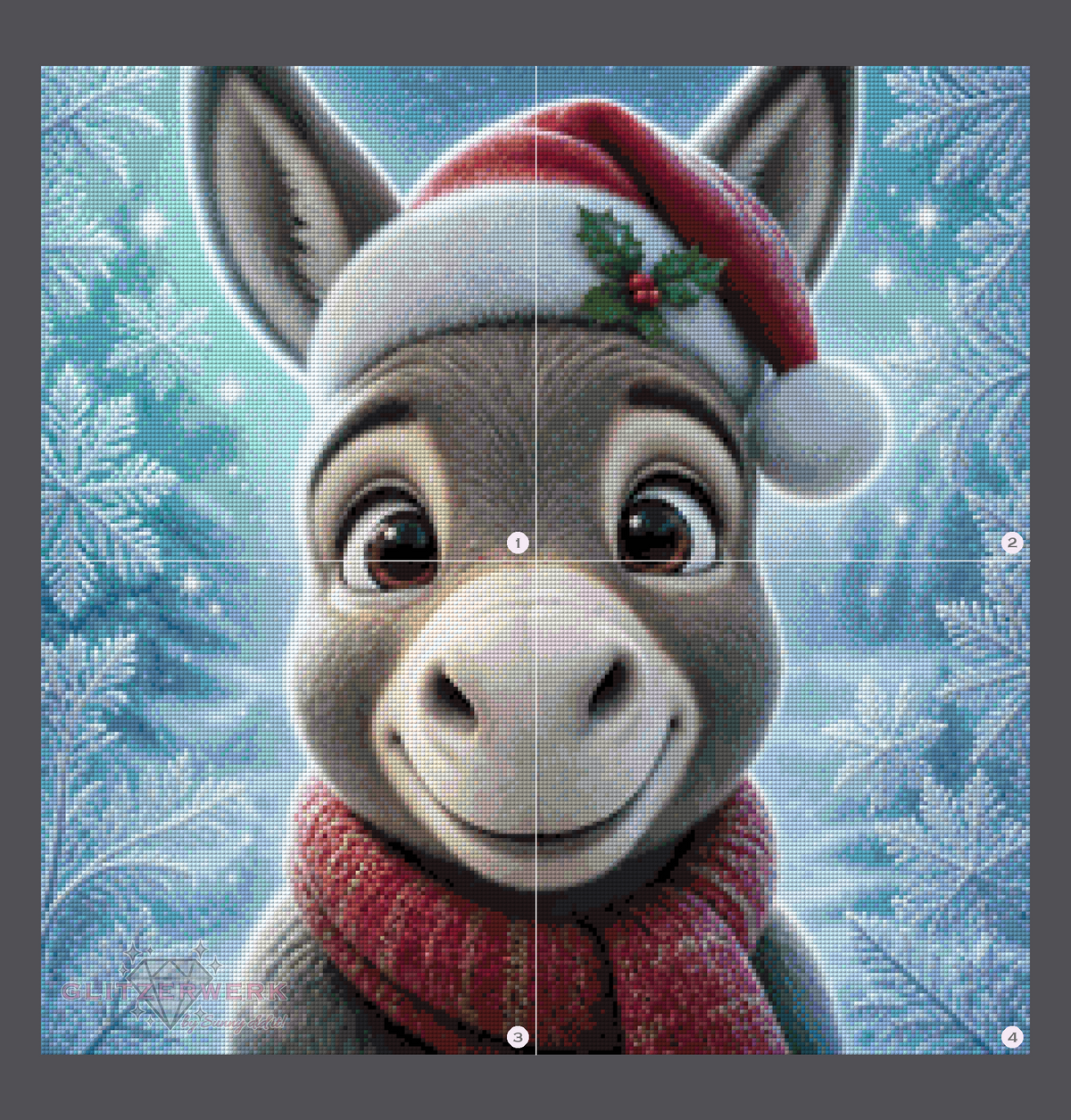 Christmas-Donkey by Silvia-ki 60x60cm 100 Farben