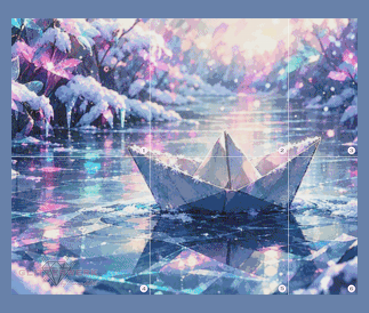 Papierboot im Eis by Tiki_DIAMONDS.ai 75x60cm 90 Farben
