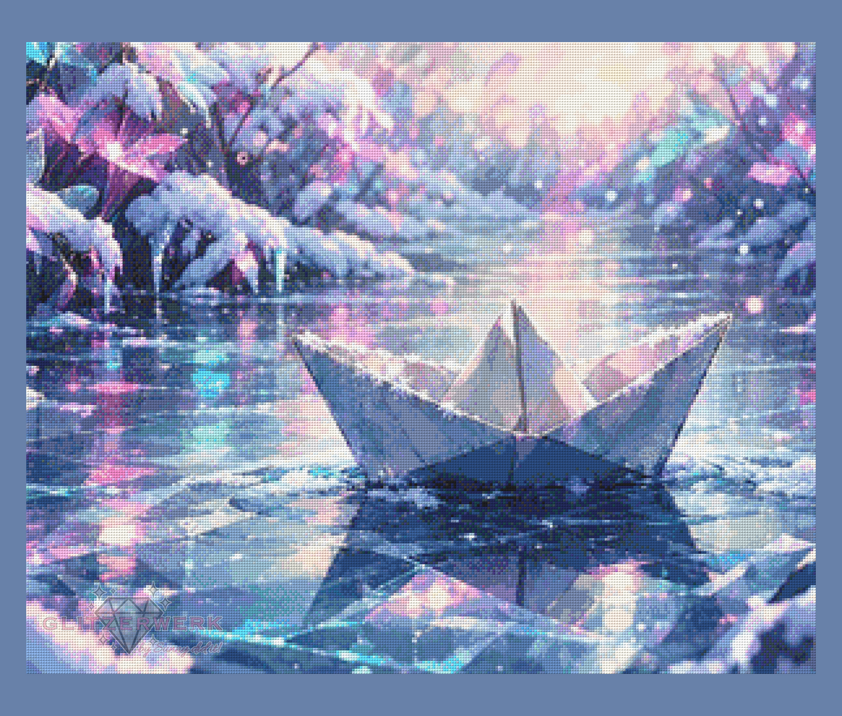 Papierboot im Eis by Tiki_DIAMONDS.ai 75x60cm 90 Farben