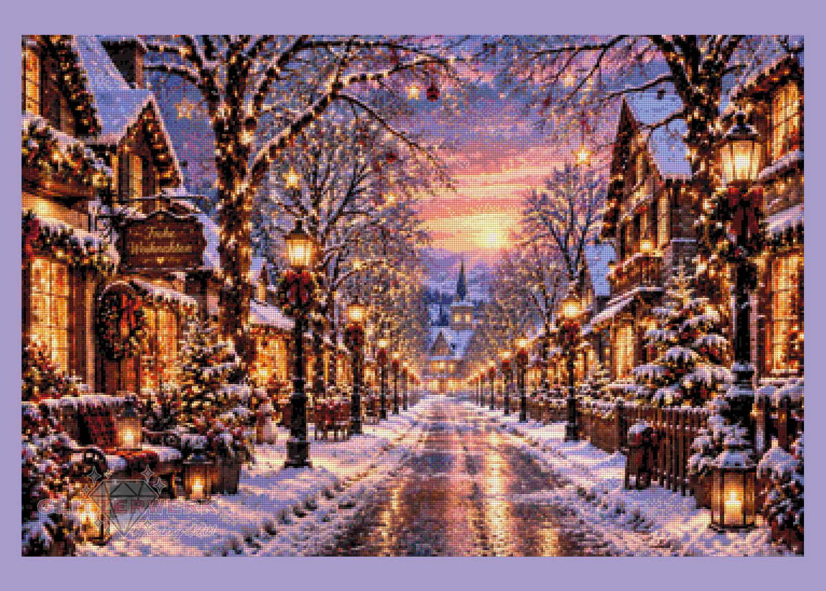 Dorf im WInter by Silvia-ki 90x60cm 120 Farben