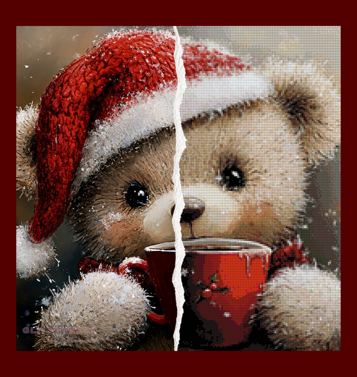 Adventsteddy by CaroFelicia 50x50cm 80 Farben