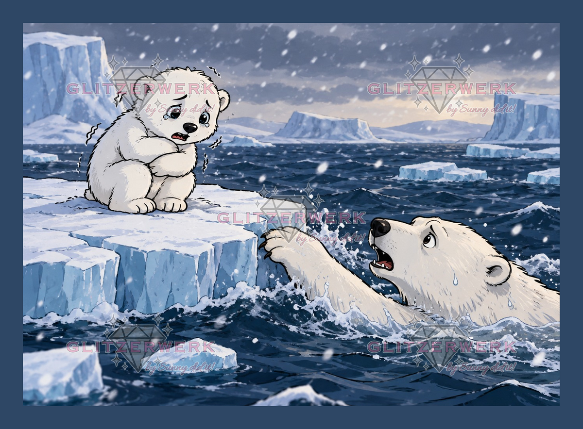 Eisbären im tosenden Meer by Tamina 35x25cm 50 Farben