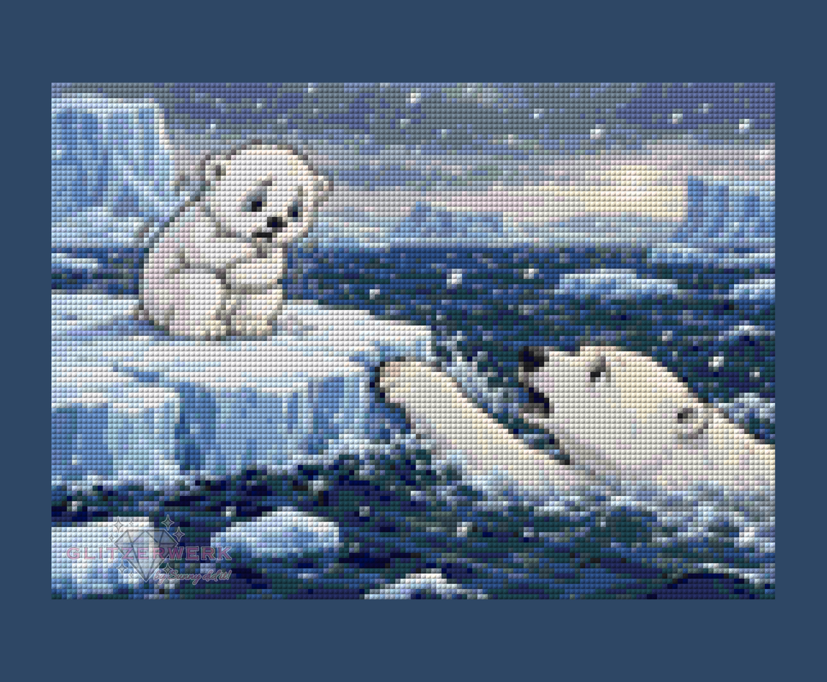 Eisbären im tosenden Meer by Tamina 35x25cm 50 Farben