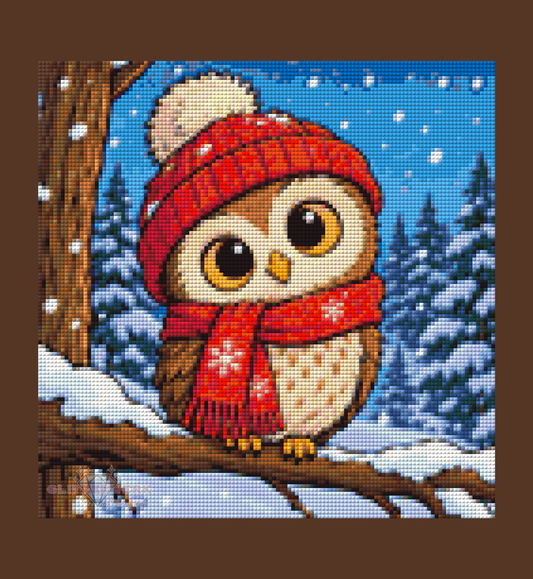 Wintereule by Tamina 30x30cm 65 Farben mit 6x Sondersteinen