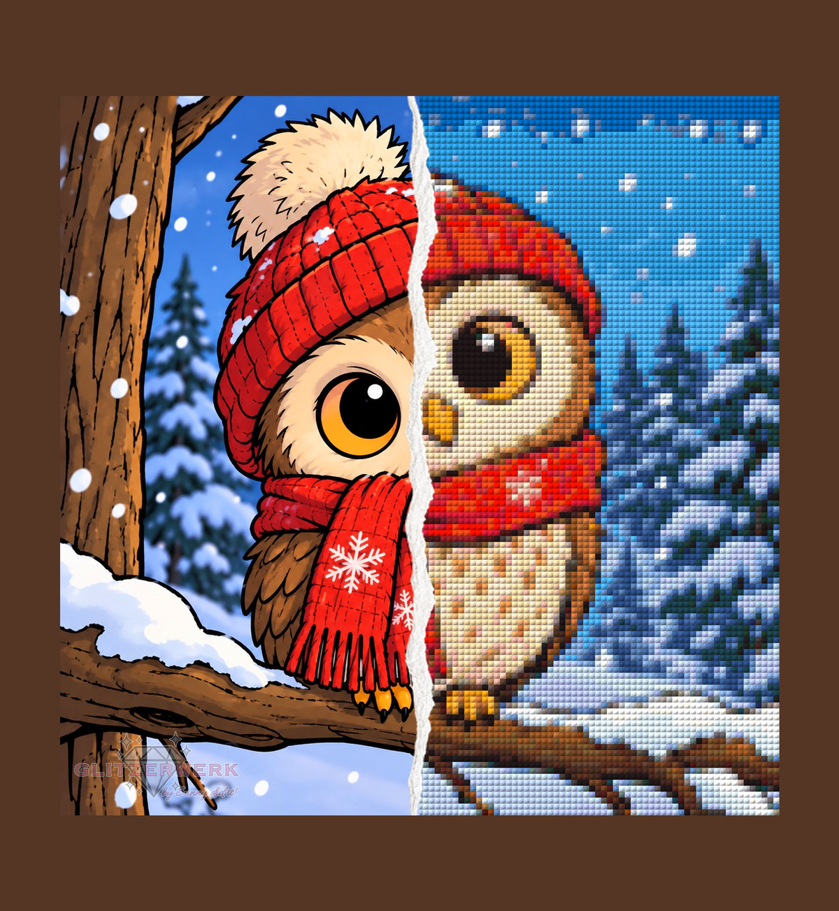 Wintereule by Tamina 30x30cm 65 Farben mit 6x Sondersteinen