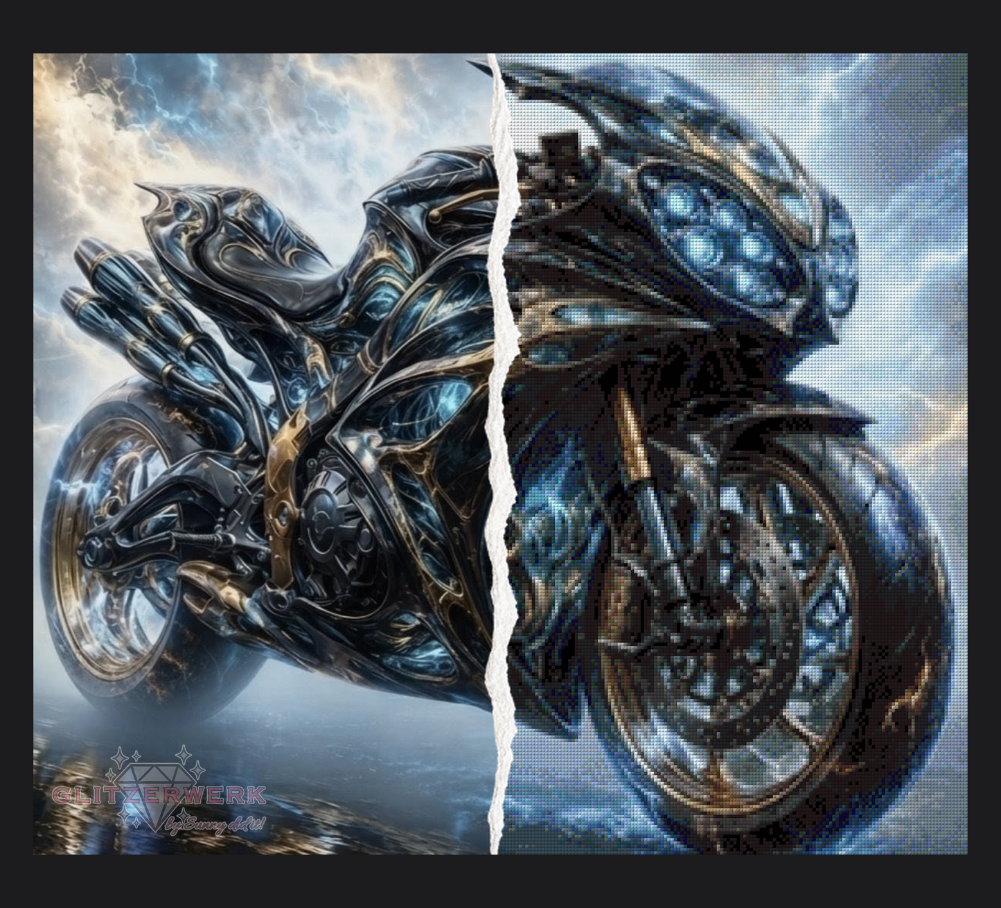 Future Bike by Kaira AI Art 70x60cm 100 Farben
