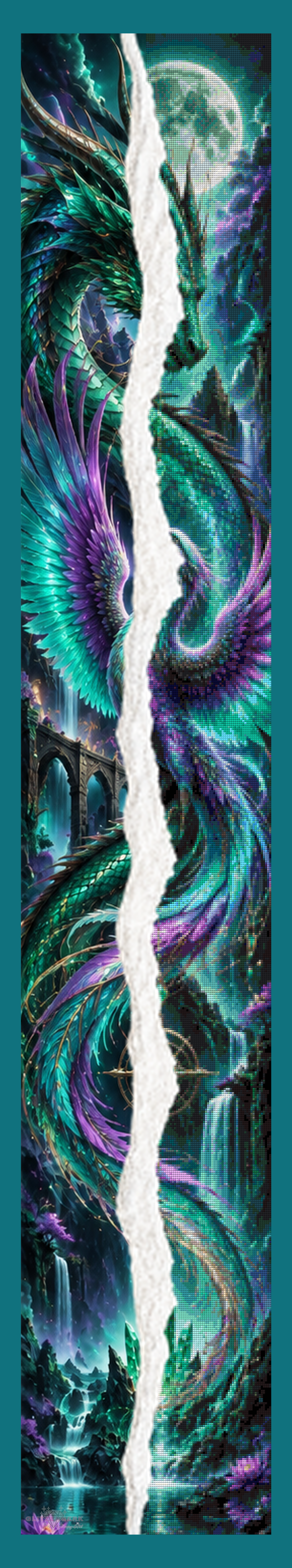 Phoenix vs. Dragon by DieKleene.Ai 30x180cm 100 Farben mit 8x Sondersteinen