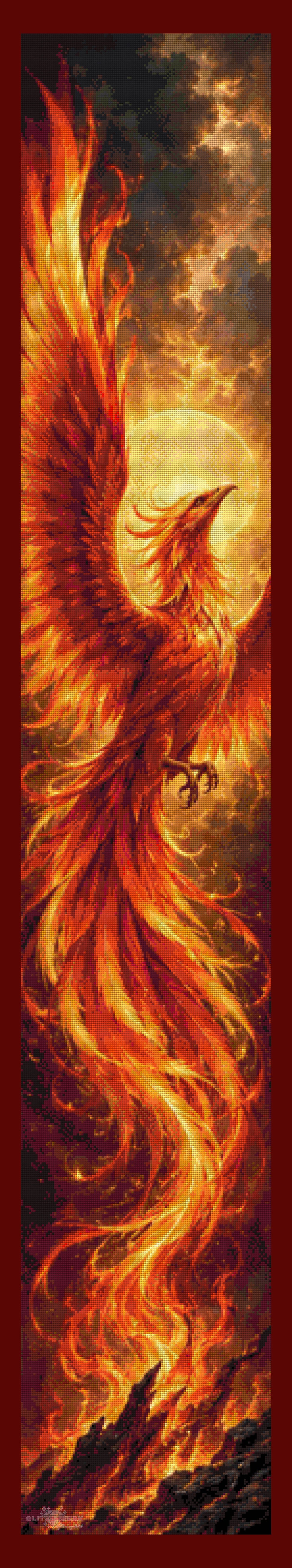 Feuer-Phönix by DieKleene.Ai 30x180cm 80 Farben mit 7x Sondersteinen