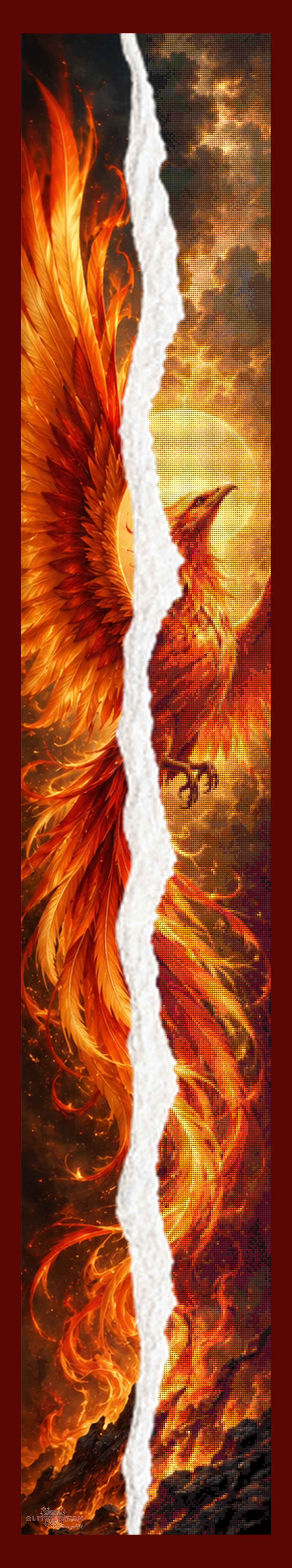 Feuer-Phönix by DieKleene.Ai 30x180cm 80 Farben mit 7x Sondersteinen