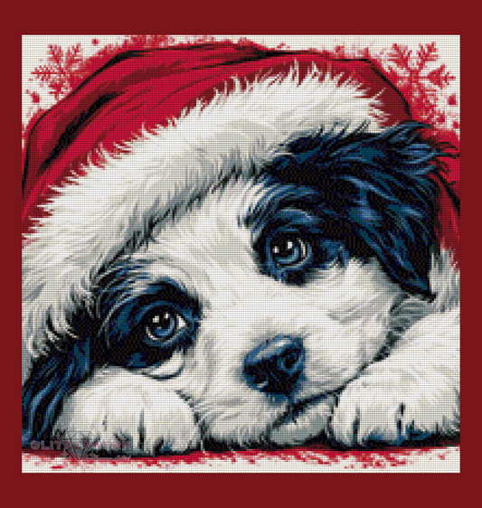 Christmas Puppy by Sunny did it! 50x50cm 90 Farben mit 6x Sondersteinen