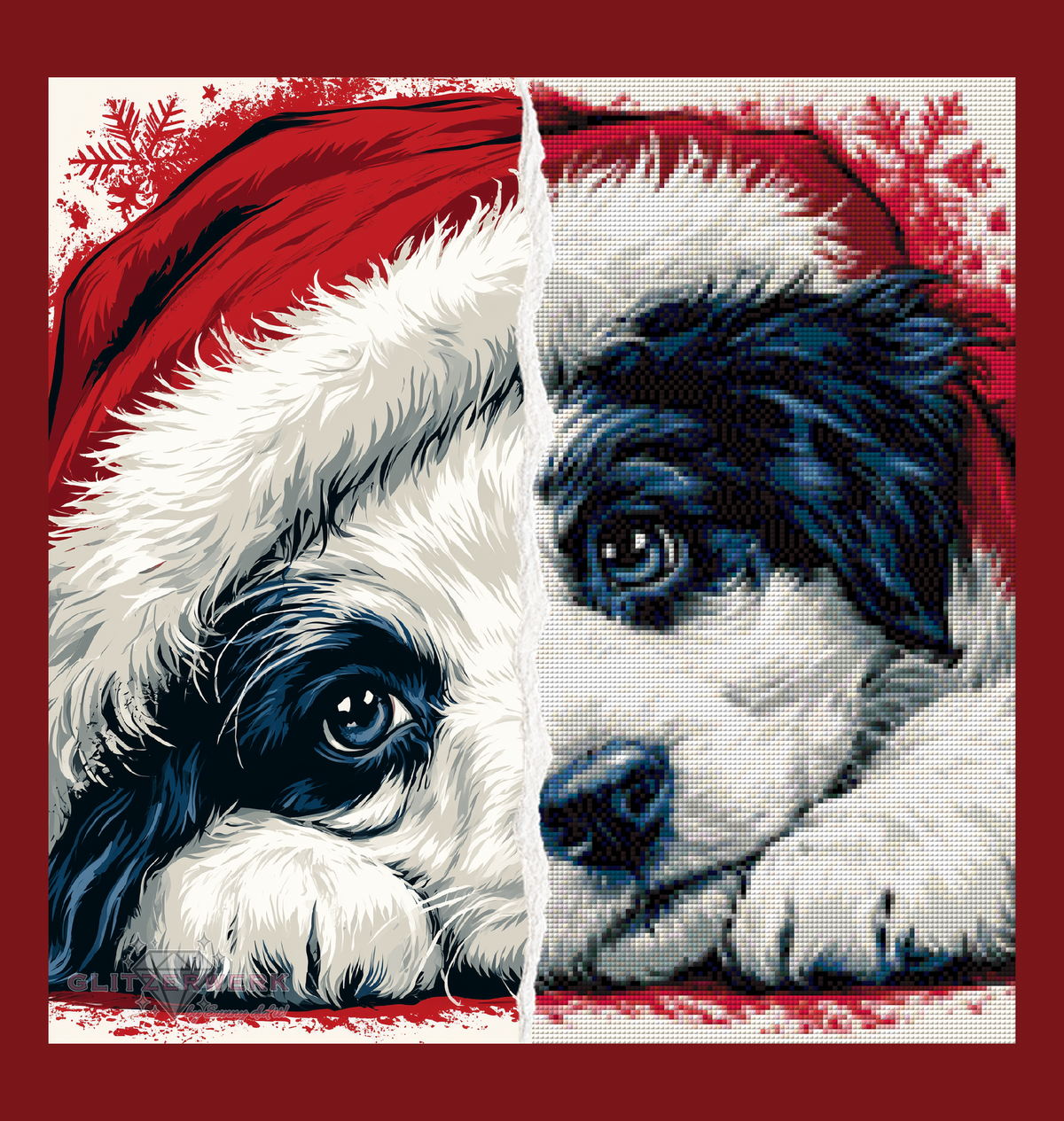 Christmas Puppy by Sunny did it! 50x50cm 90 Farben mit 6x Sondersteinen