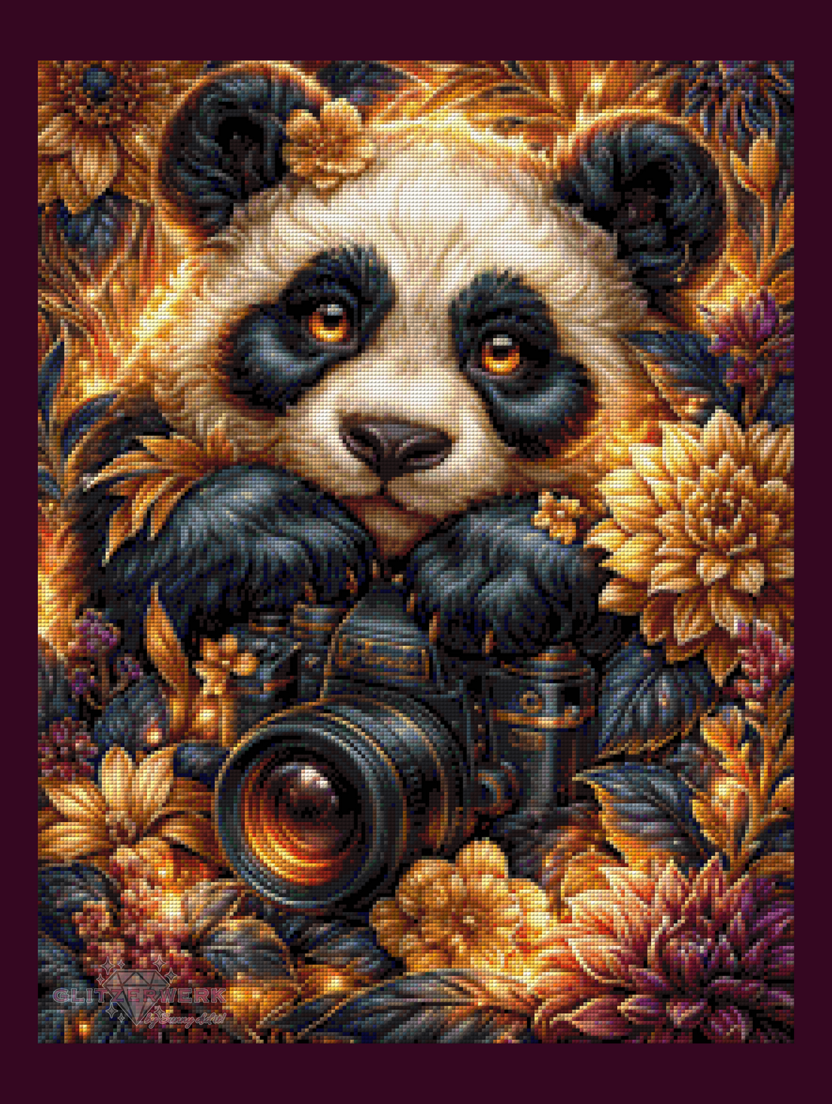 Panda auf Fotosafari by Funkelreich 50x65cm 110 Farben