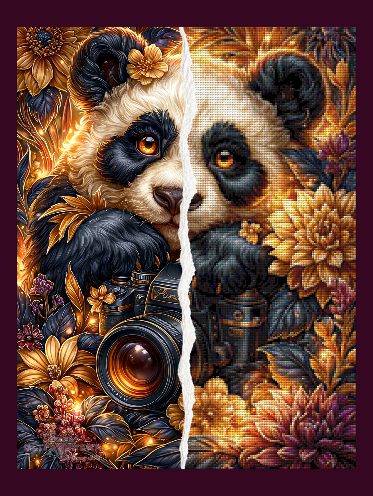Panda auf Fotosafari by Funkelreich 50x65cm 110 Farben