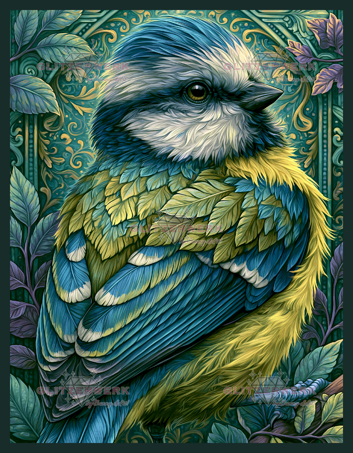 Der kleine Waldsänger by Funkelreich 50x65cm 80 Farben