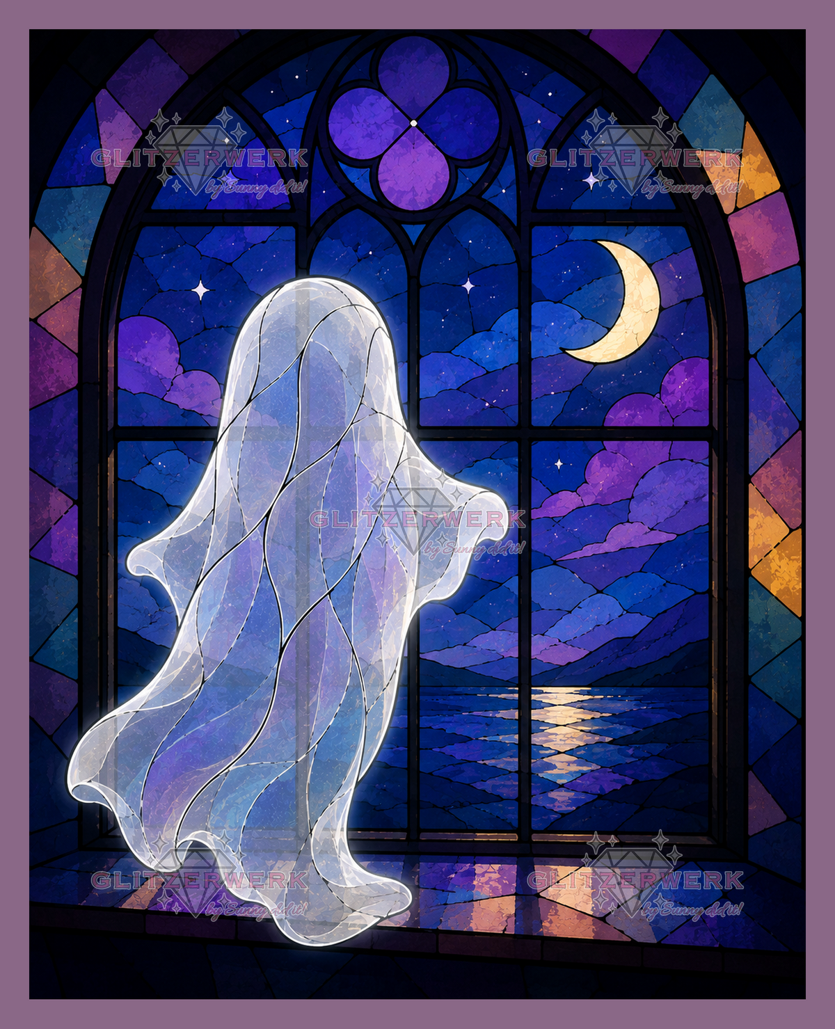 Buntglas-Geist by Tiki_DIAMONDS.ai 40x50cm 80 Farben