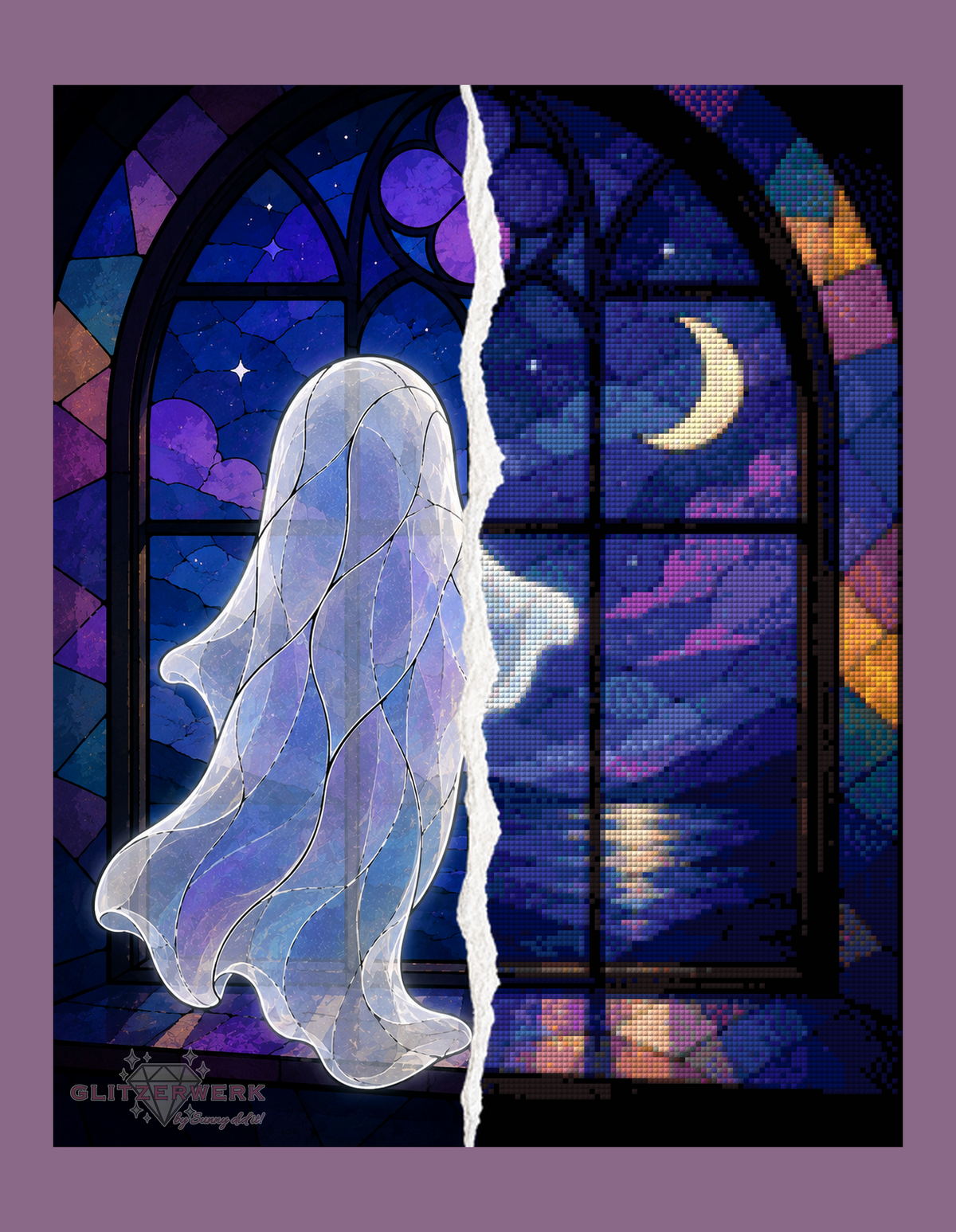 Buntglas-Geist by Tiki_DIAMONDS.ai 40x50cm 80 Farben