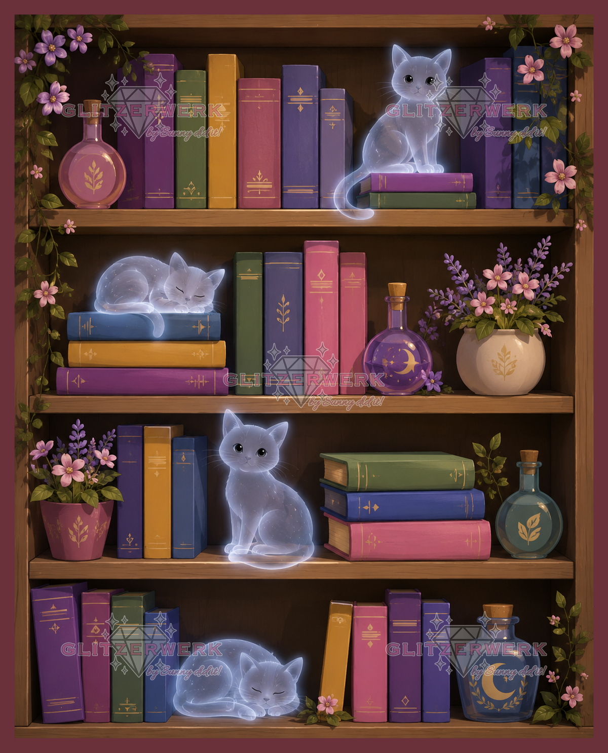 Geisterkatzen-Regal by Tiki_DIAMONDS.ai 60x75cm 100 Farben