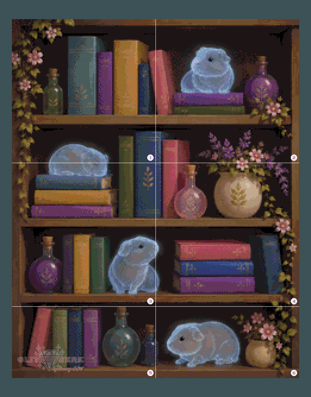 Geistermeerschweinchen-Regal by Tiki_DIAMONDS.ai 60x75cm 90 Farben
