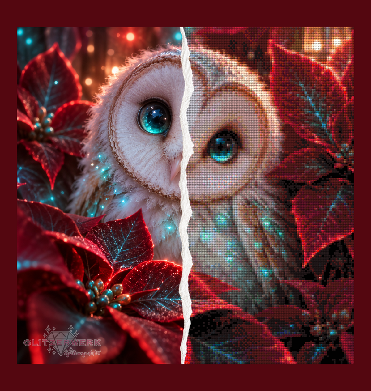 Weihnachtskäuzchen by nerdylovelythings 50x50cm 100 Farben