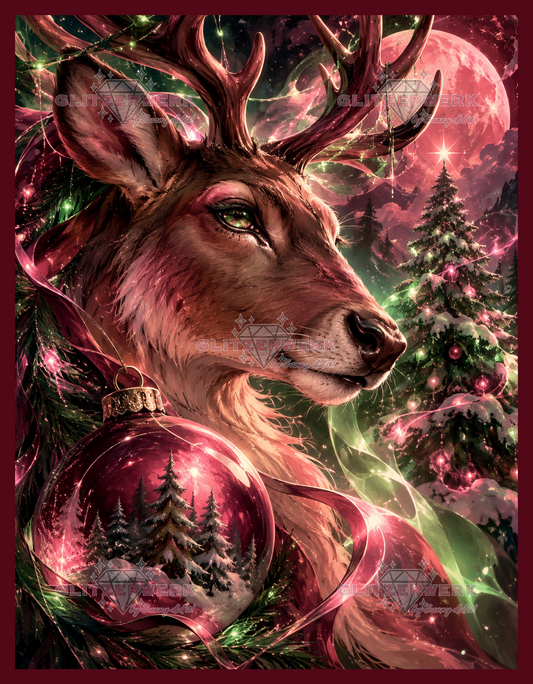 Hirsch im Weihnachtsglanz by nerdylovelythings 50x65cm 100 Farben