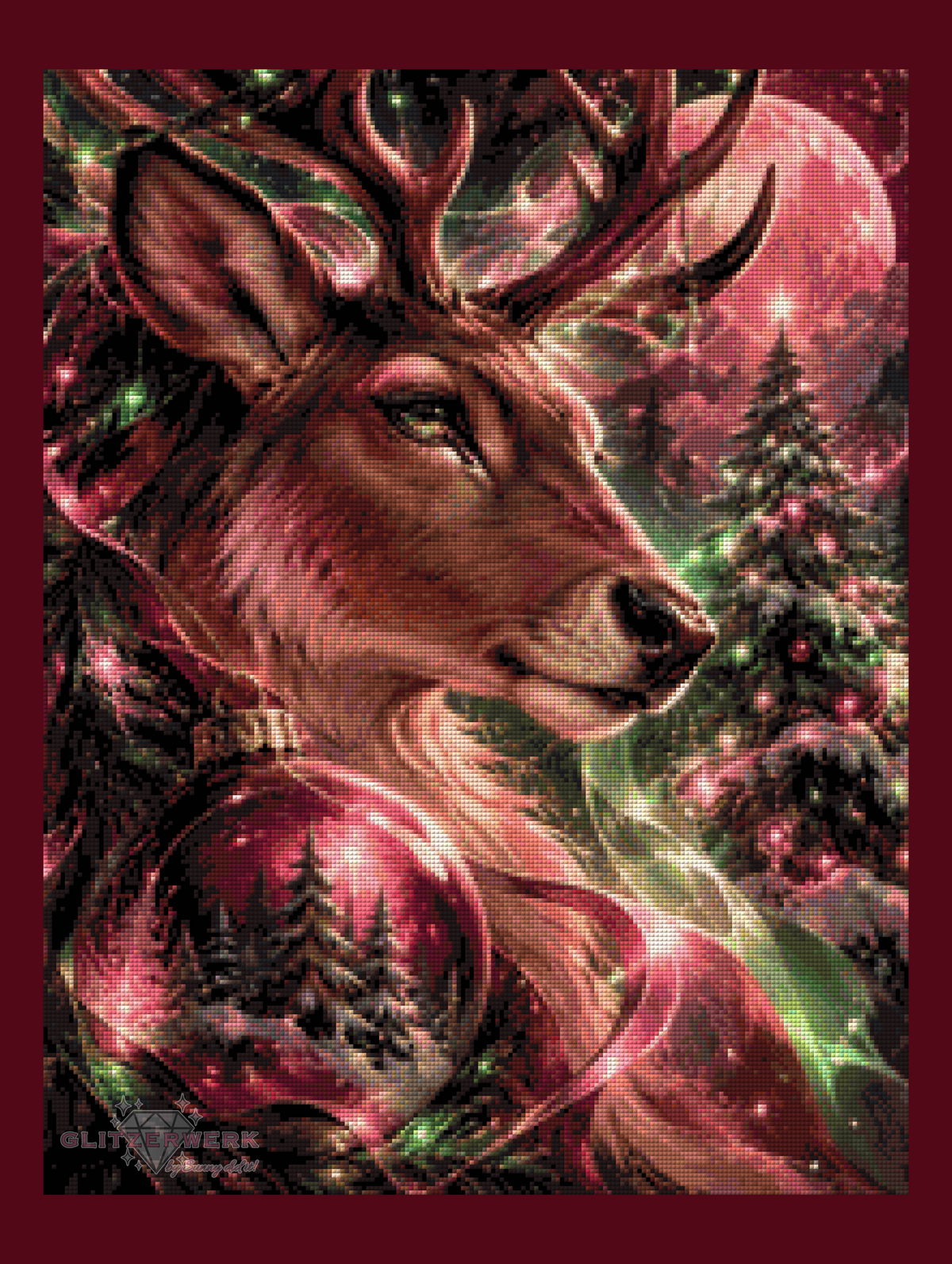 Hirsch im Weihnachtsglanz by nerdylovelythings 50x65cm 100 Farben
