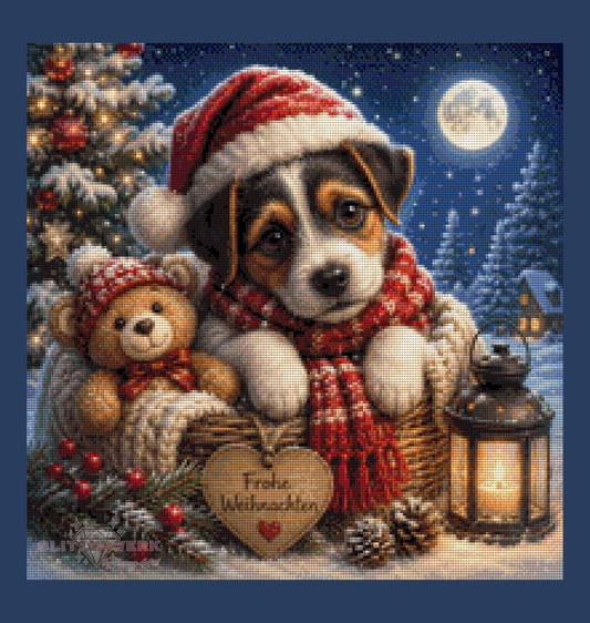 Little Christmas Puppy by Kaira AI Art 50x50cm 100 Farben
