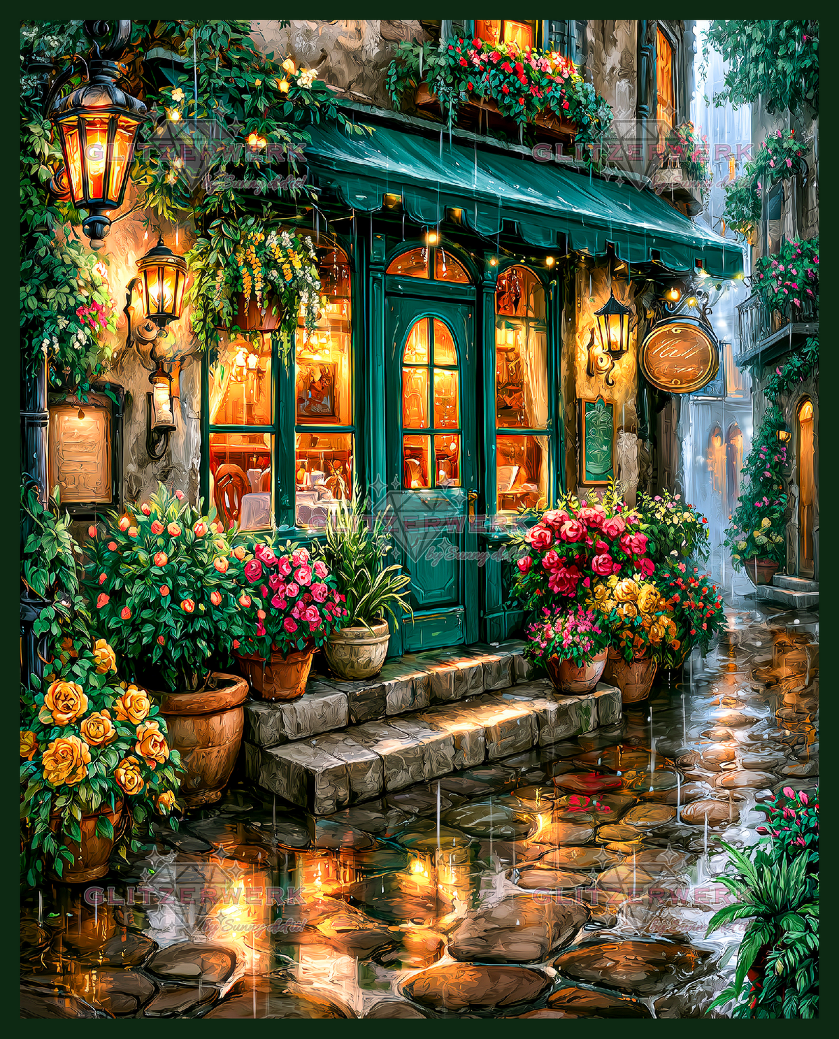 Gemütliche Gasse by Funkelreich 60x75cm 105 Farben