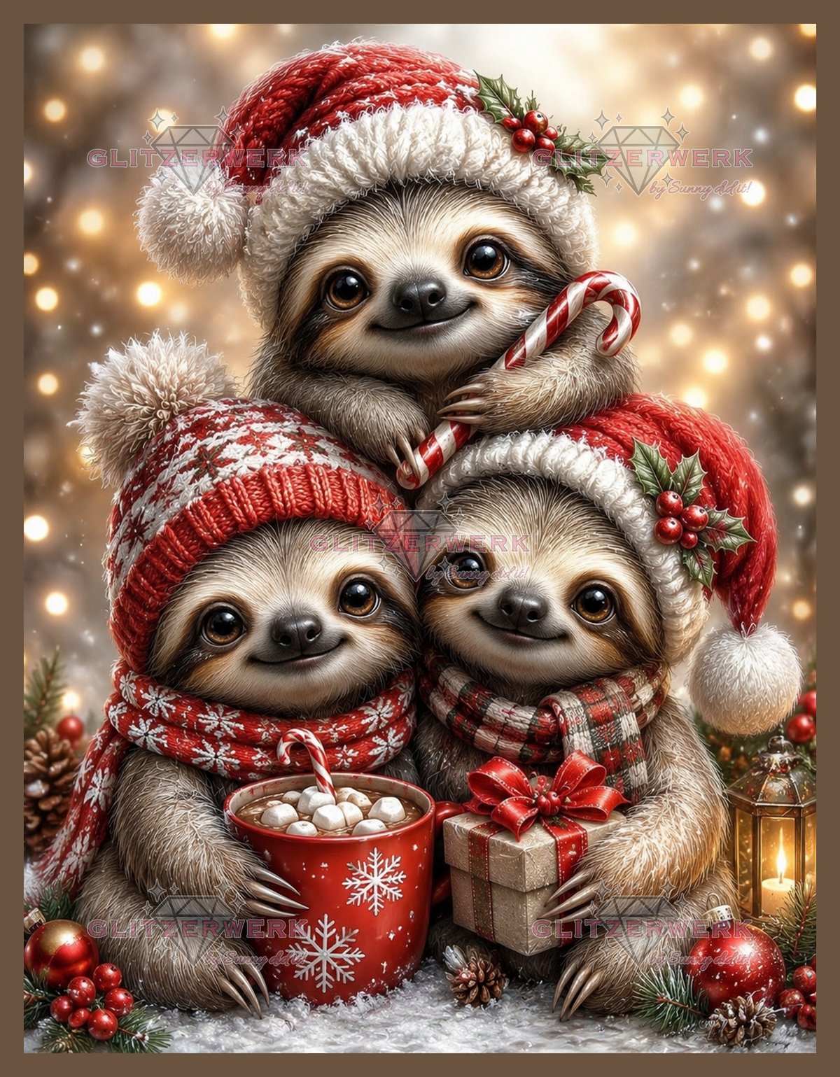 Faultierweihnachten by Kaira AI Art 50x65cm 100 Farben
