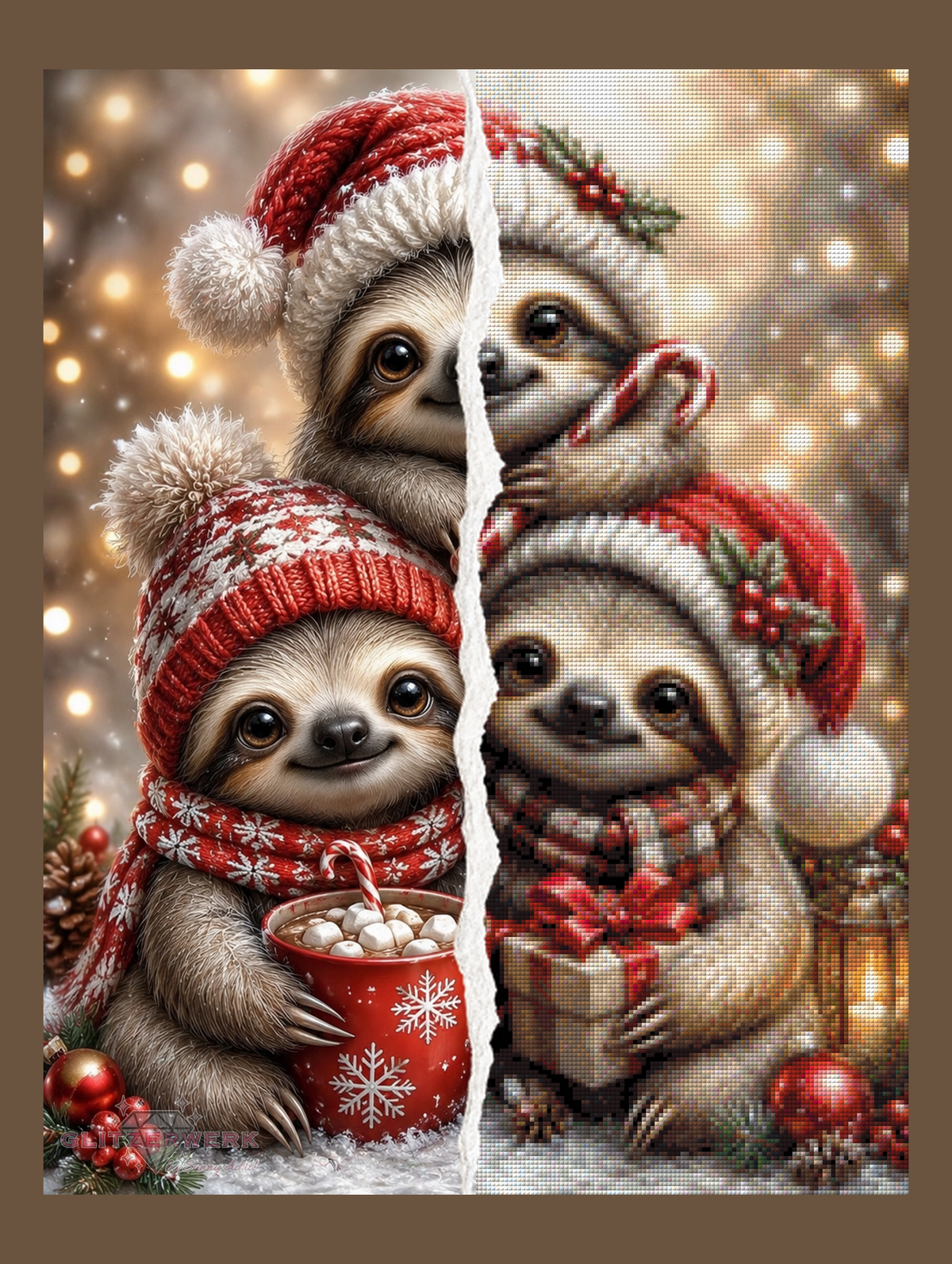 Faultierweihnachten by Kaira AI Art 50x65cm 100 Farben